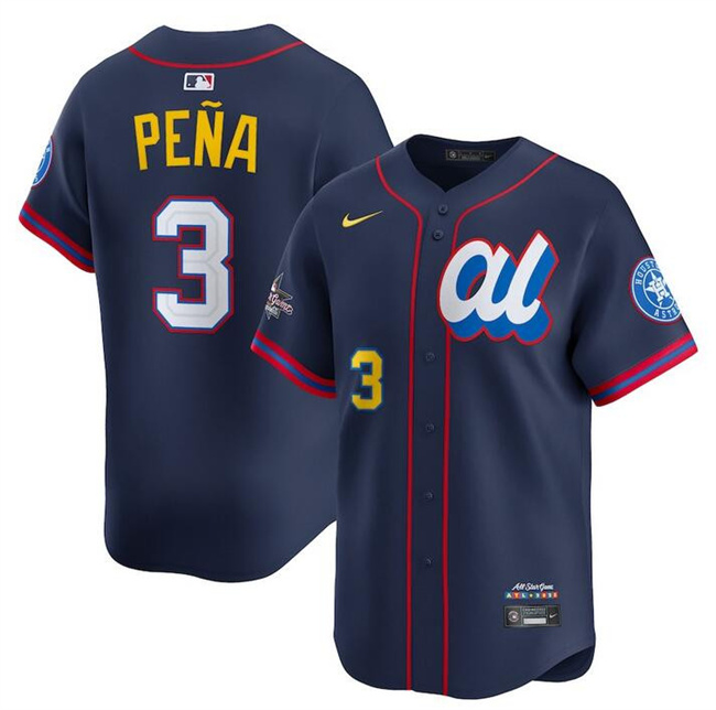 Youth American League #3 Jeremy Peña Navy 2025 All-Star Edition Limited Stitched Baseball Jersey